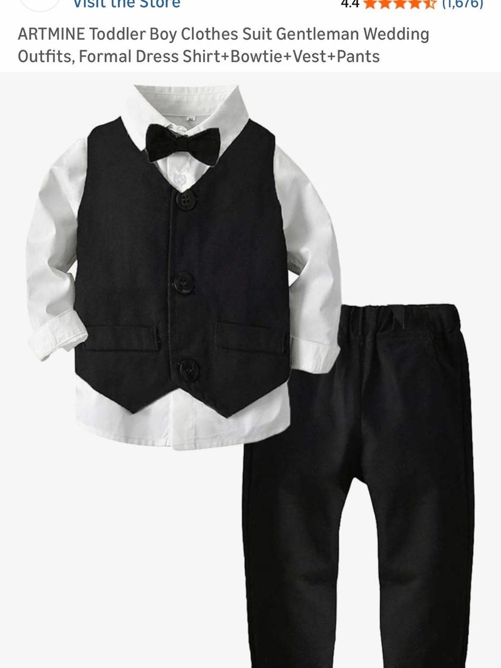 Toddler Formal Vest Set with Bowtie - Black & White